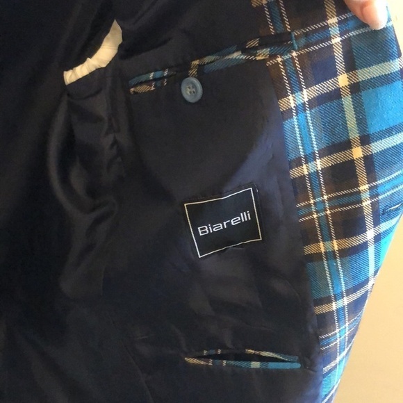 Biarelli Men’s Sport Jacket Blazer Plaid Italian Wool Blend Size Medium - Picture 10 of 11